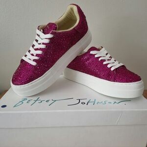 Betsey Johnson Sidny Rhinestone Barbie Pink Gorgeous Sneakers Size 6